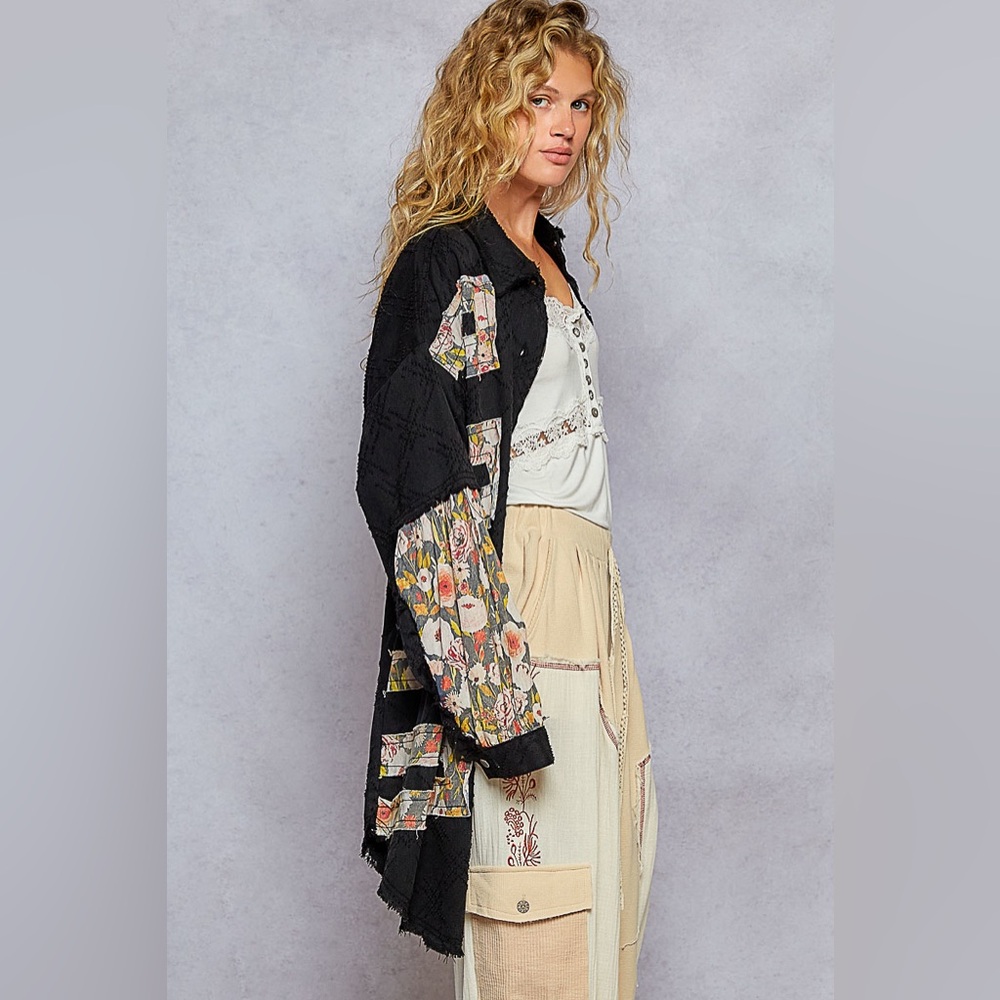 PT44 POL Black Floral Patchwork Jacket - Picture 3 of 4